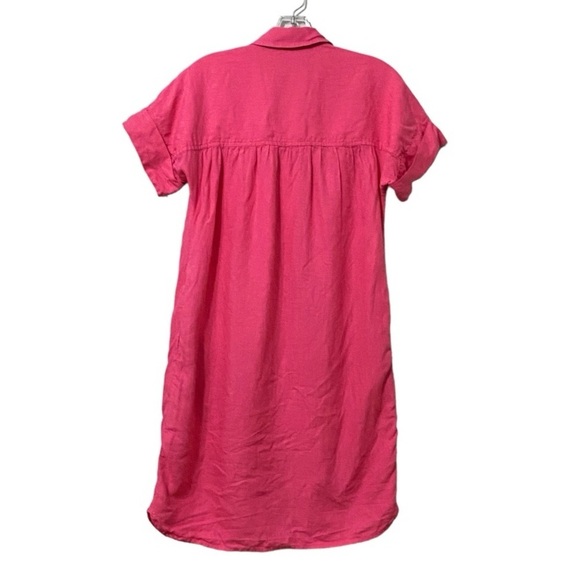 J. Crew Pink Relaxed Fit Short Sleeve Baird McNutt Irish Linen Button Shirtdress - Picture 2 of 10